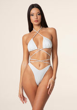 Bikini Donna F**K Triangolo con Slip Americano Fisso Bianco 1141-WH