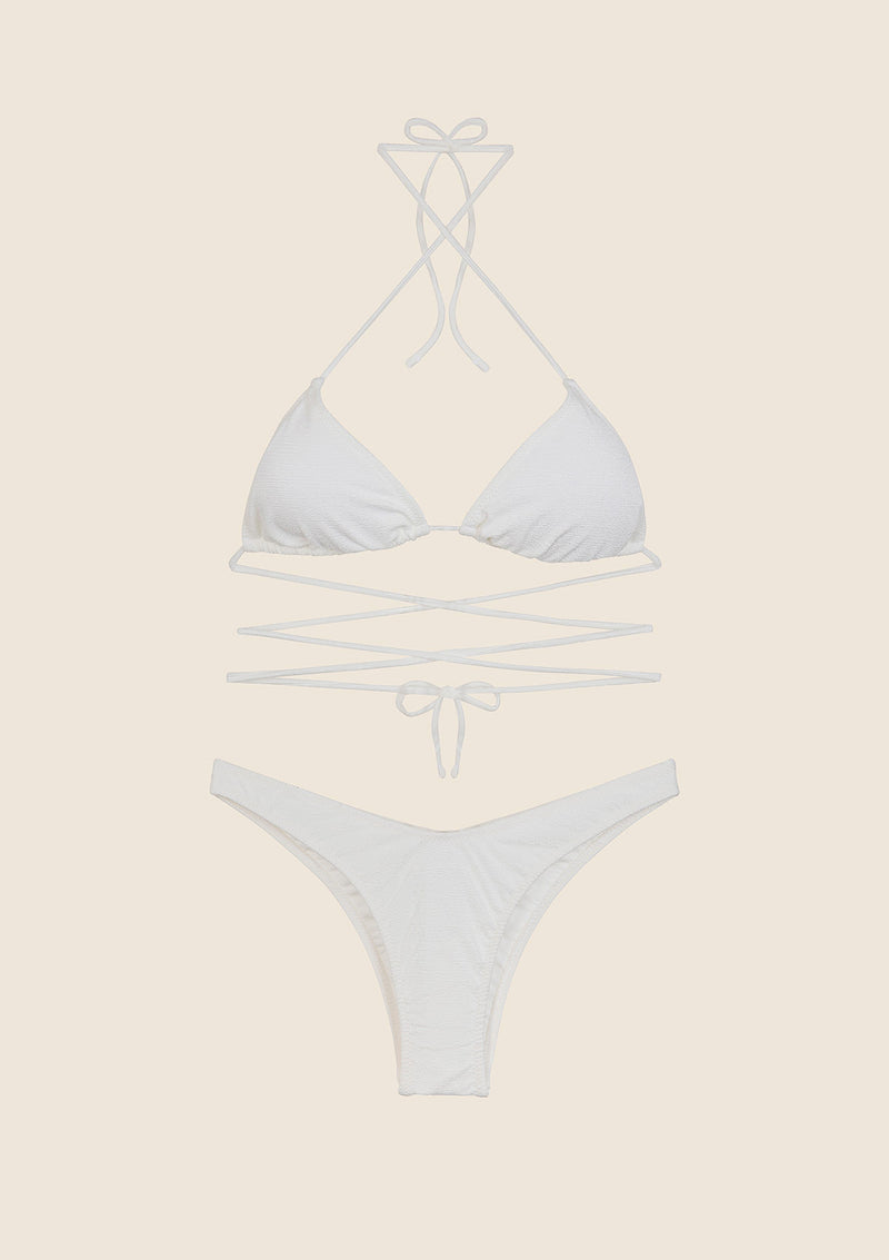 Bikini Donna F**K Triangolo con Slip Americano Fisso Bianco 1141-WH