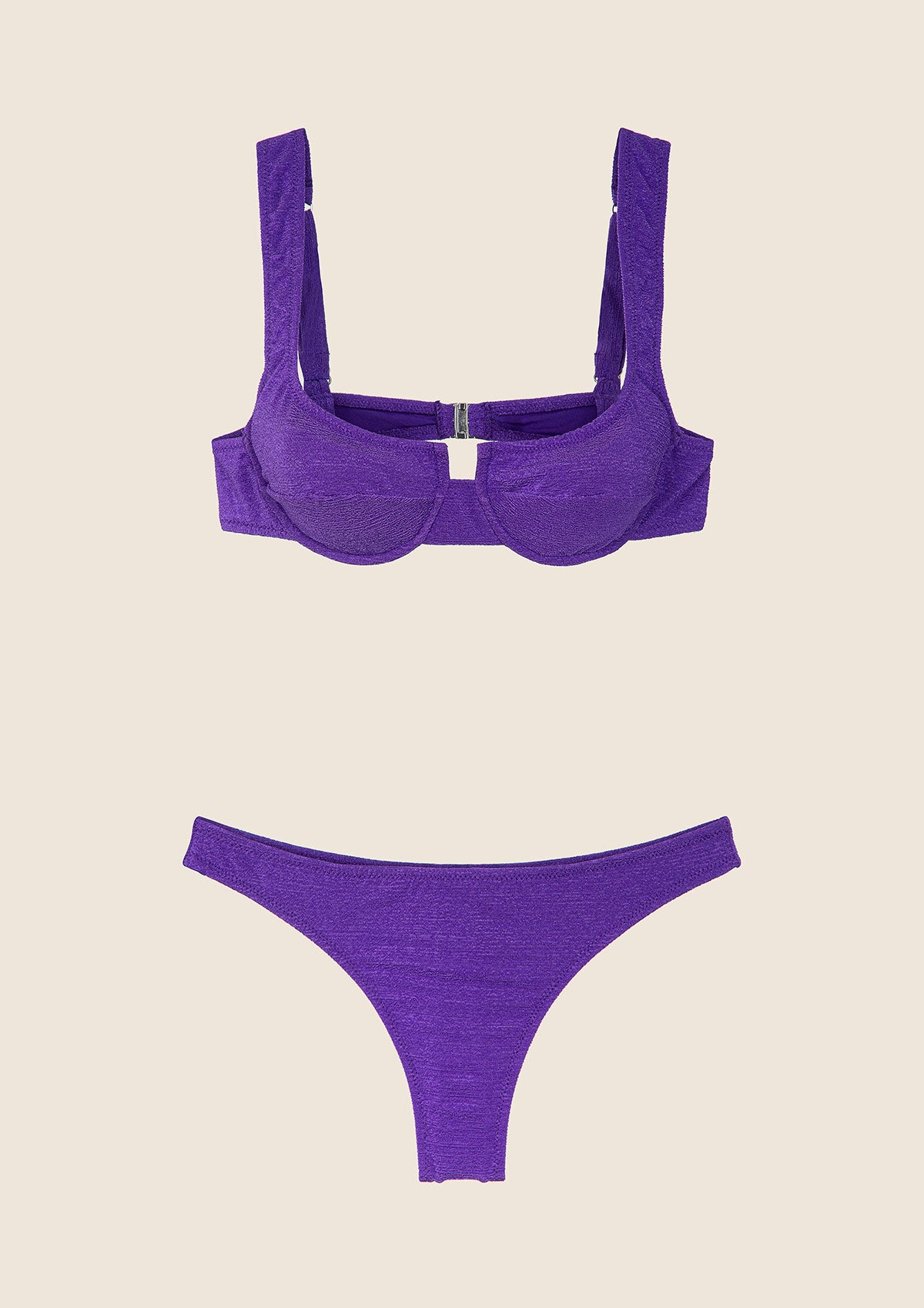 Image of Bikini Donna F**K Reggiseno con Ferretto e Slip Americano Fisso Viola 1142-PR