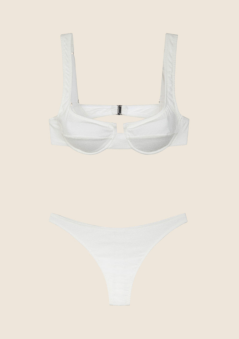 Bikini Donna F**K Reggiseno con Ferretto e Slip Americano Fisso Bianco 1142-WH