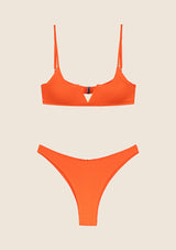 Bikini Donna F**K Top con Ferretto e Slip Americano Fisso Arancione FLuo 1143-FO