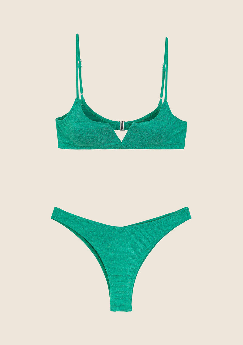 Bikini Donna F**K Top con Ferretto e Slip Americano Fisso Verde 1143-GN