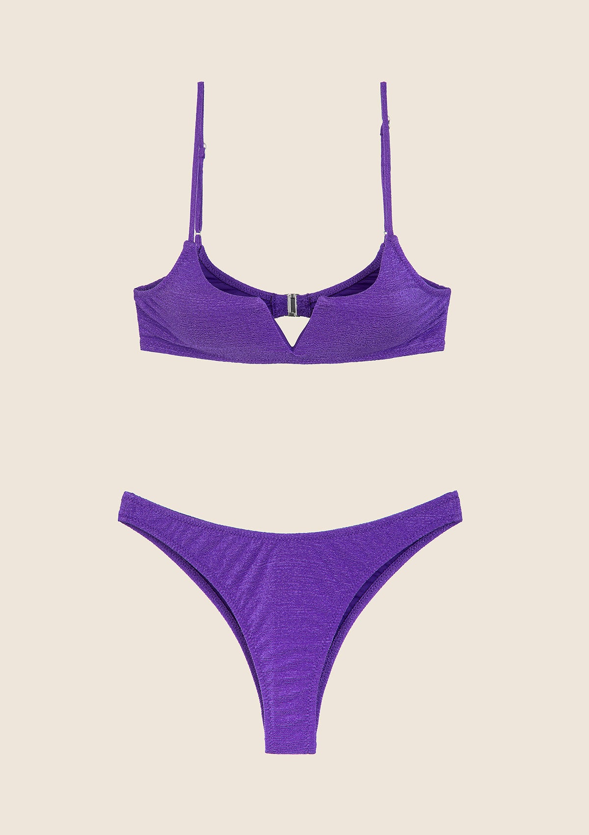 Image of Bikini Donna F**K Top con Ferretto e Slip Americano Fisso Viola 1143-PR