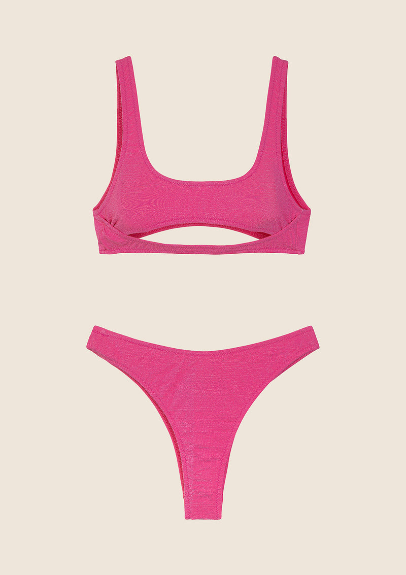 Bikini Donna F**K Top con Slip Vita Alta Fucsia 1144-FX