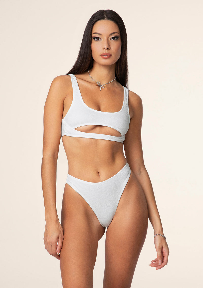 Bikini Donna F**K Top con Slip Vita Alta Bianco 1144-WH