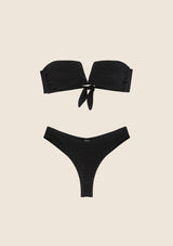 Bikini Donna F**K Fascia a V con Ferretto e Slip Americano Fisso Nero 1145-BK