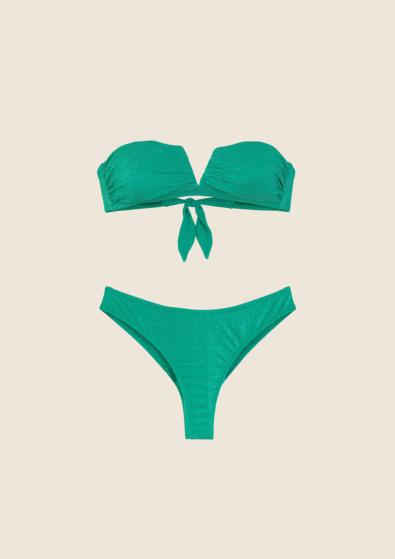 Bikini Donna F**K Fascia a V con Ferretto e Slip Americano Fisso Verde 1145-GN