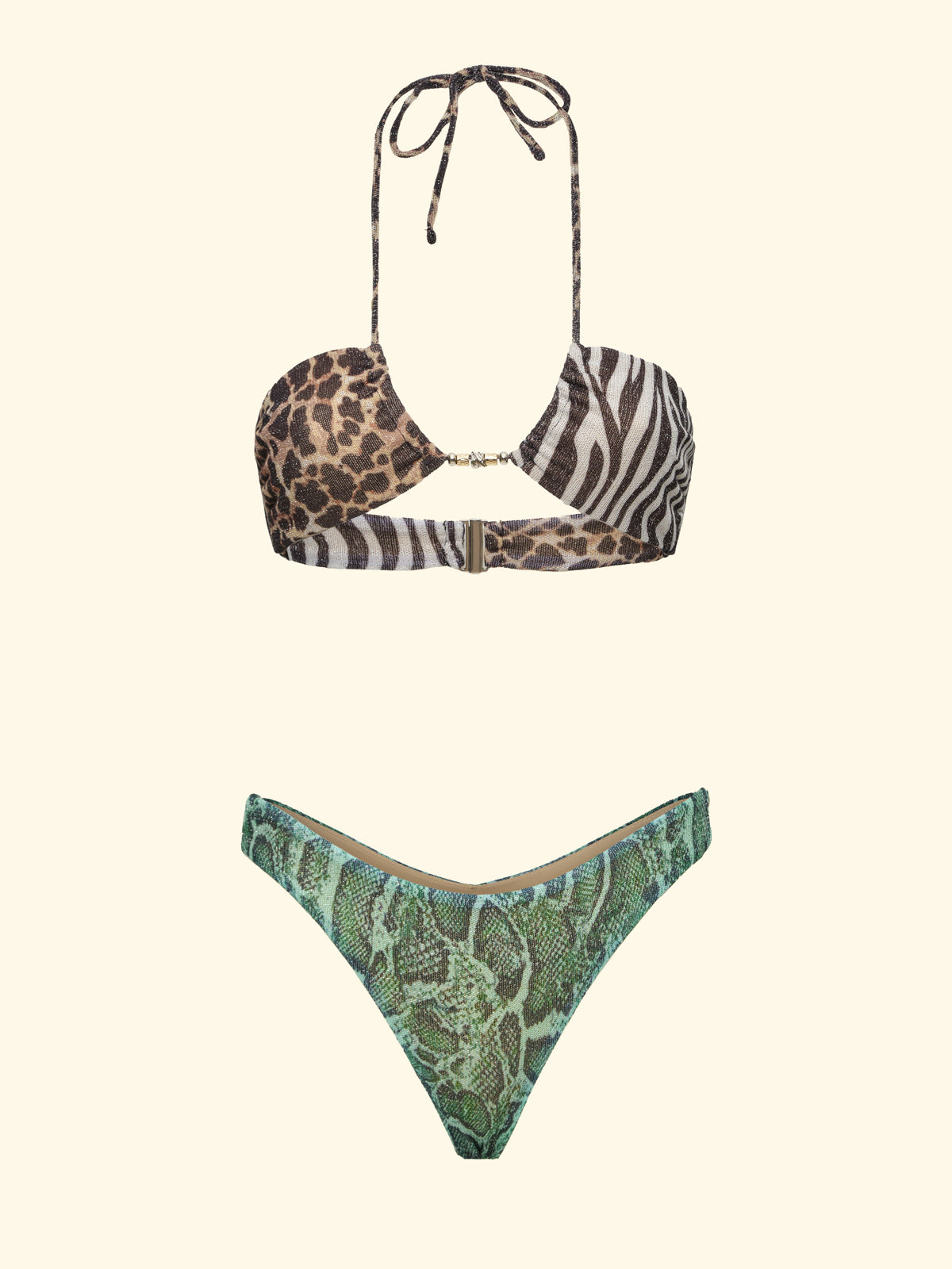 Image of Damskie bikini F**K Bandeau ze stałym wzorem kulotu SW0142-X10