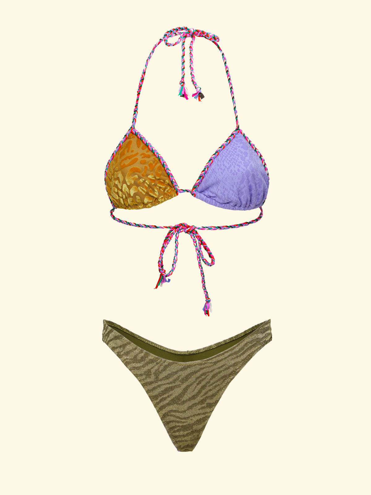 Bikini Donna F**K Triangolo con Slip Americano Fisso Multicolor SW0150-MC