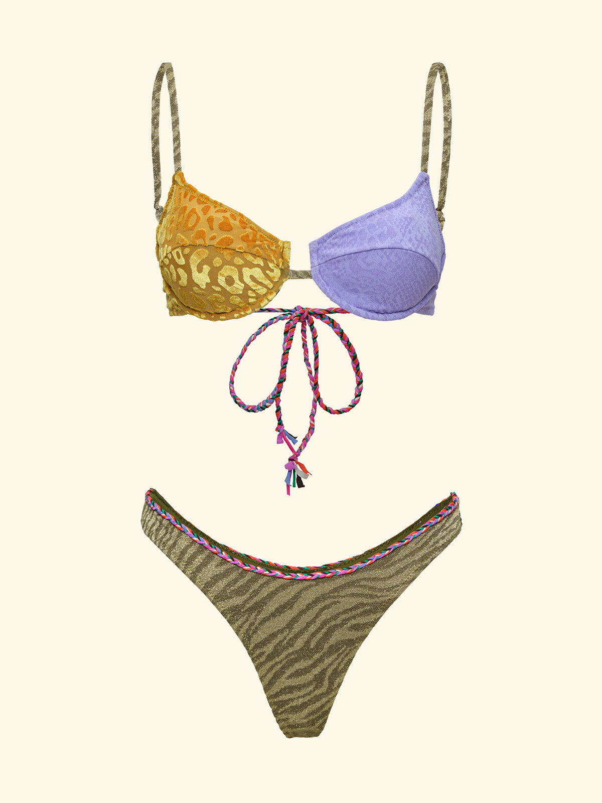 Women's Bikinis F**K Bra with Ferretto and Slip American Fixed Multicolor SW0152-MC