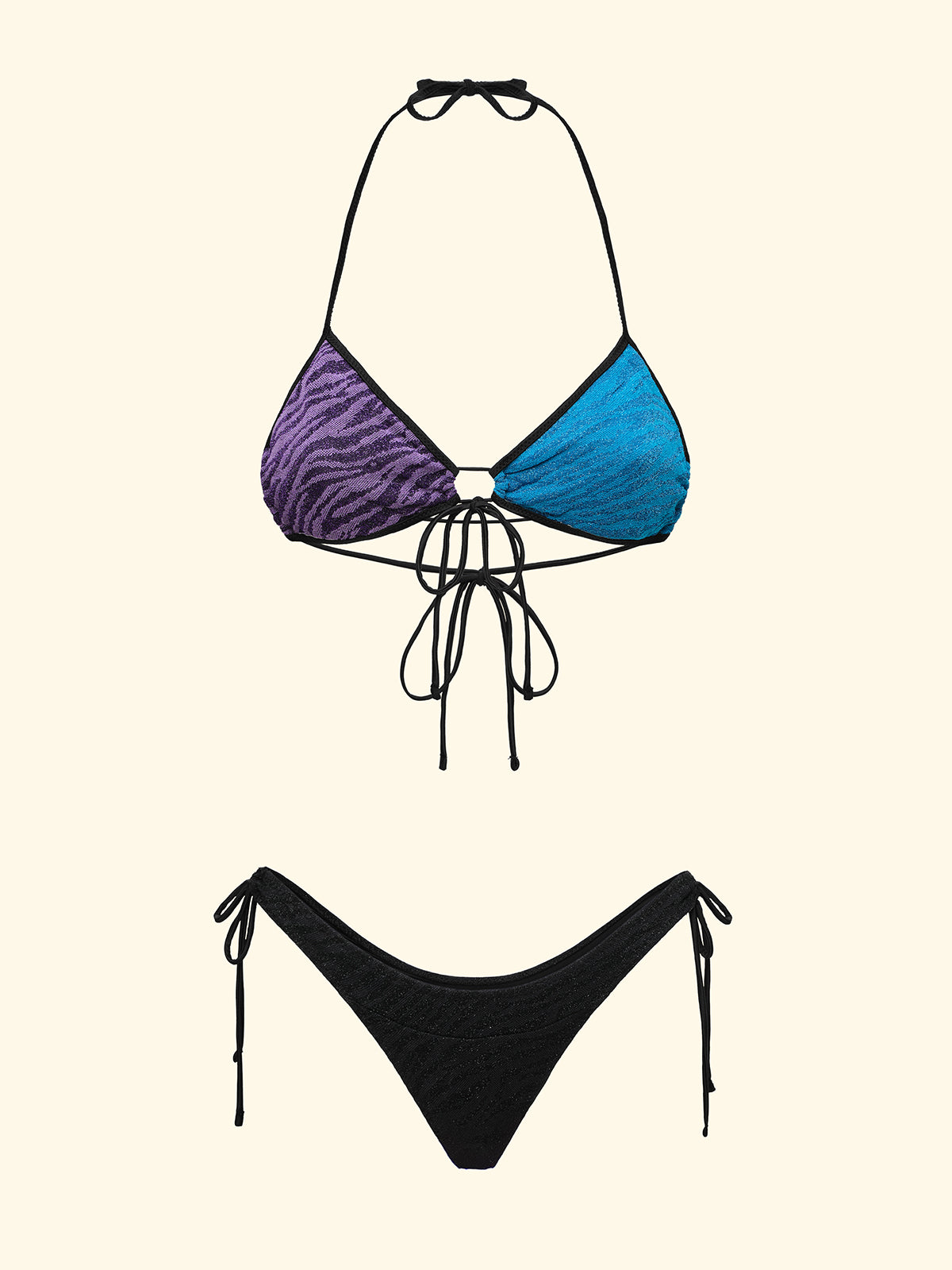 Image of Bikini Donna F**K Triangolo con Slip Regolabile Nero SW0160-BK