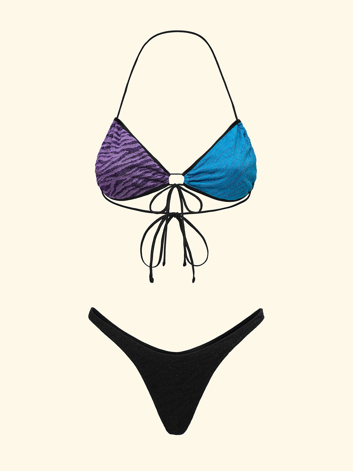 Bikini Donna F**K Fascia con Slip Americano Fisso Nero SW0161-BK