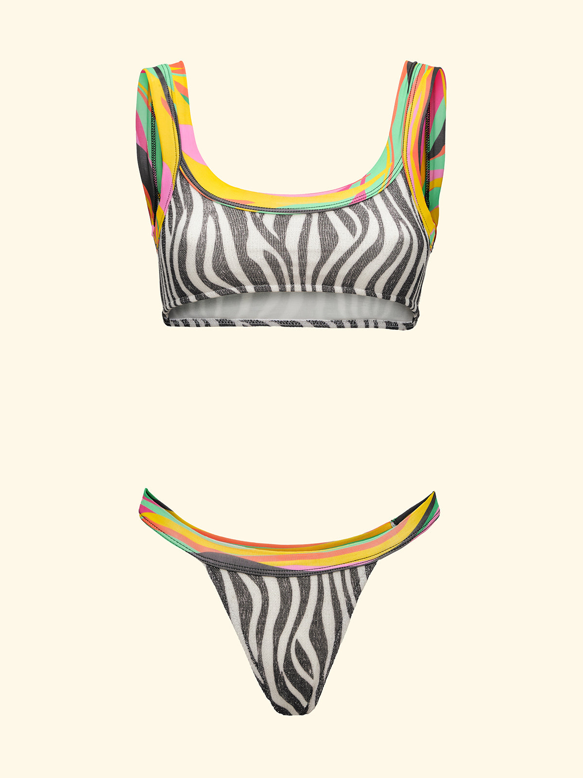 Image of Bikini Donna F**K Top Fisso con Slip Americano Fisso Fantasia SW0171-X10