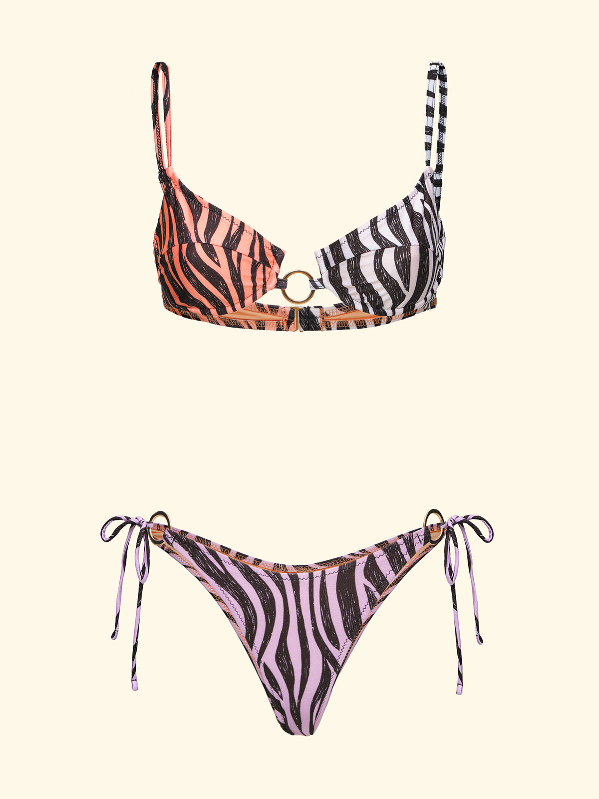 Image of Bikini Donna F**K Reggiseno con Ferretto e Slip Americano regolabile Fantasia SW0182-X10