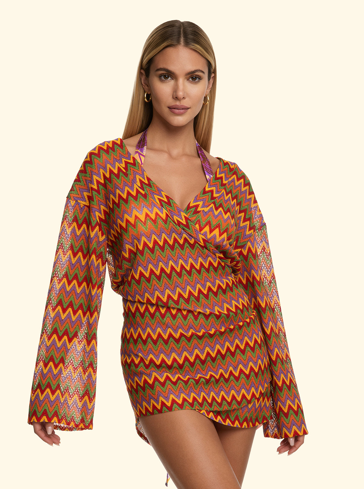 Kurzer Kaftan für Damen F**K Mehrfarbig SW0236-MC