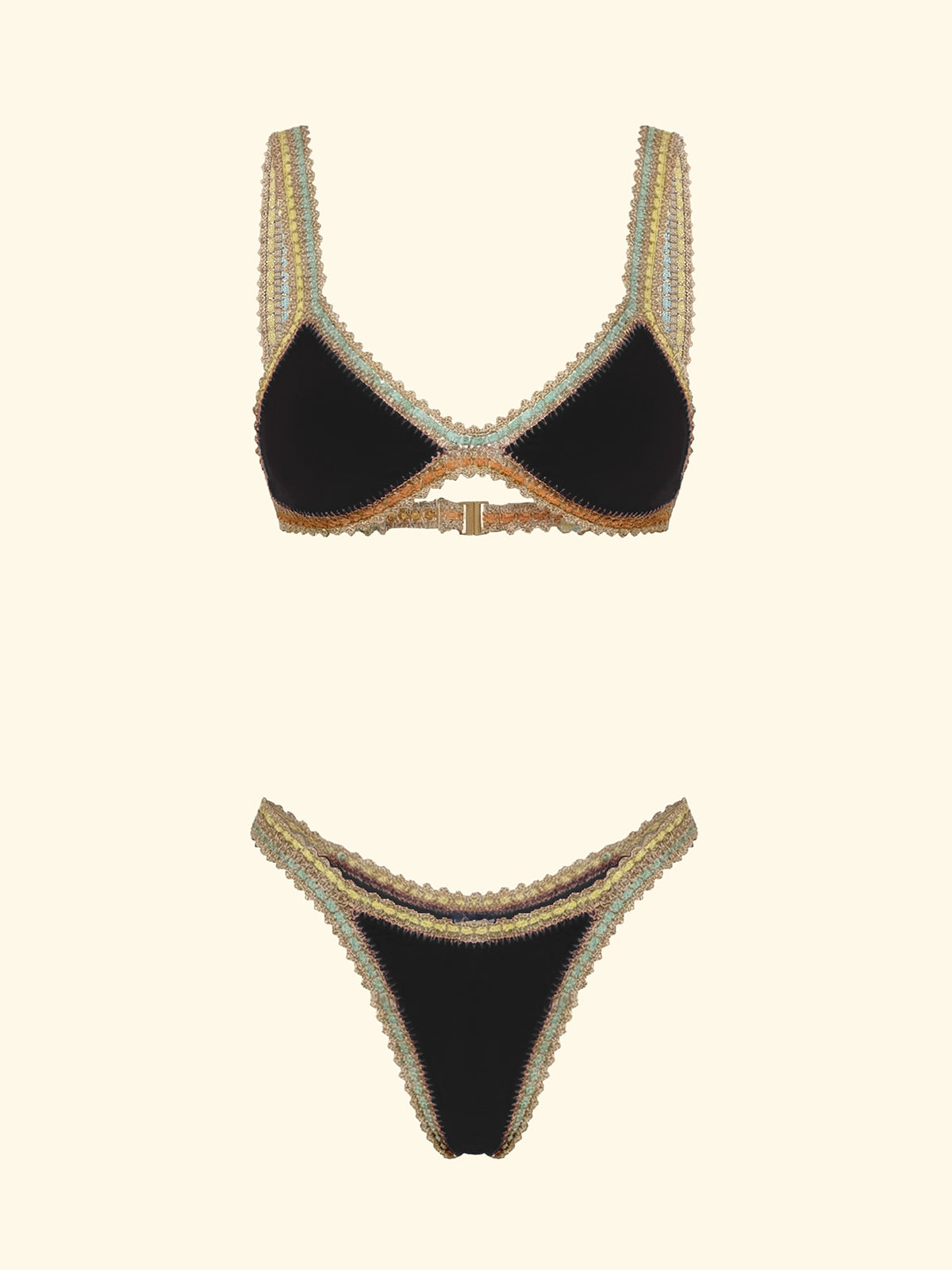 Image of Biquínis femininos F**K Triângulo com Slip Americano Fixo Preto SW0260-BK