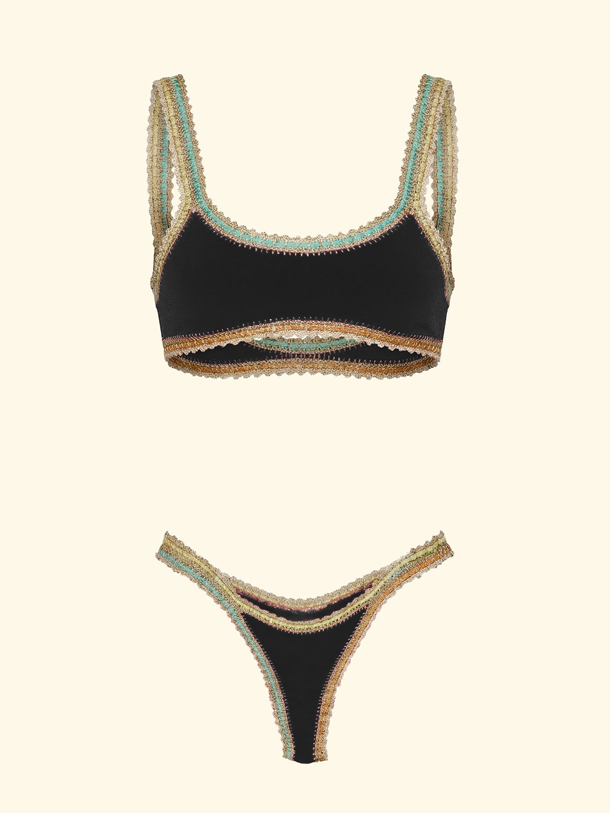 Women's Bikinis F**K Top with Slip Brazilian Fixed Black SW0261-BK