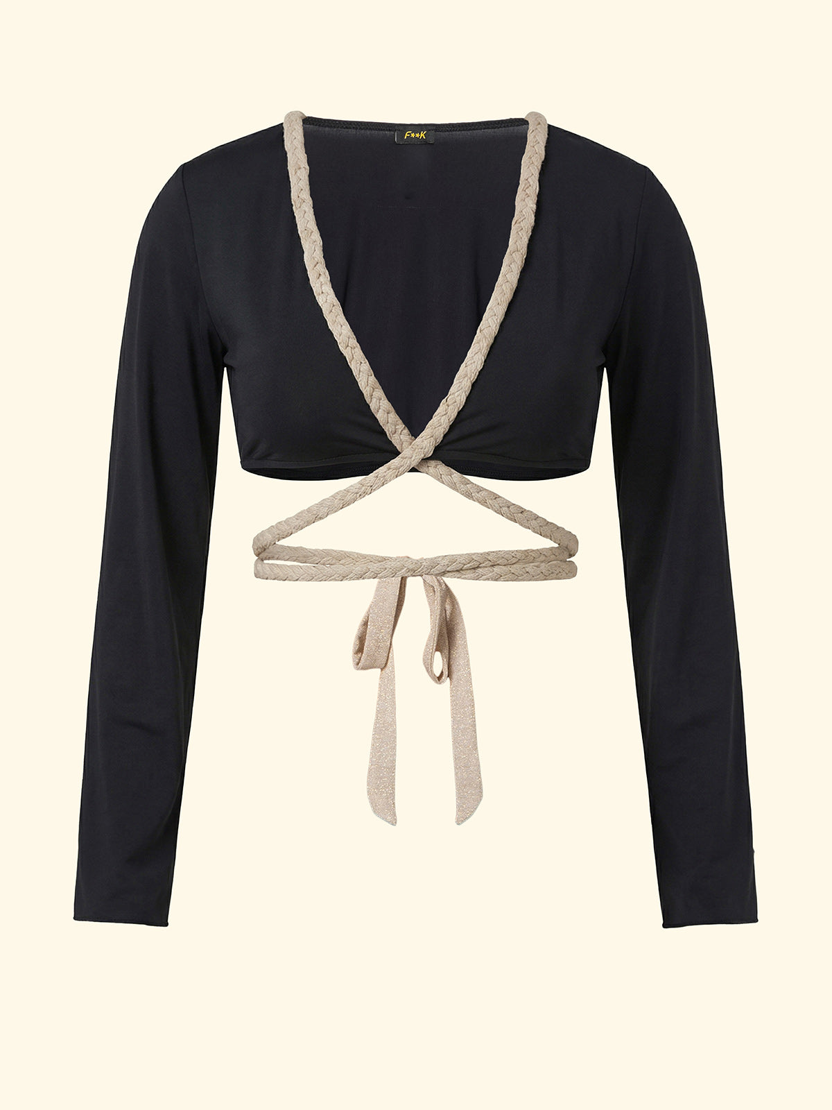 Haut court à manches longues pour femmes F**K Noir SW0457-BK
