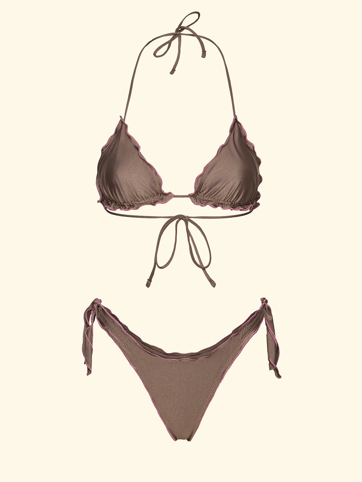 Bikini Donna F**K Triangolo con Slip Regolabile Tortora SW0510-MD