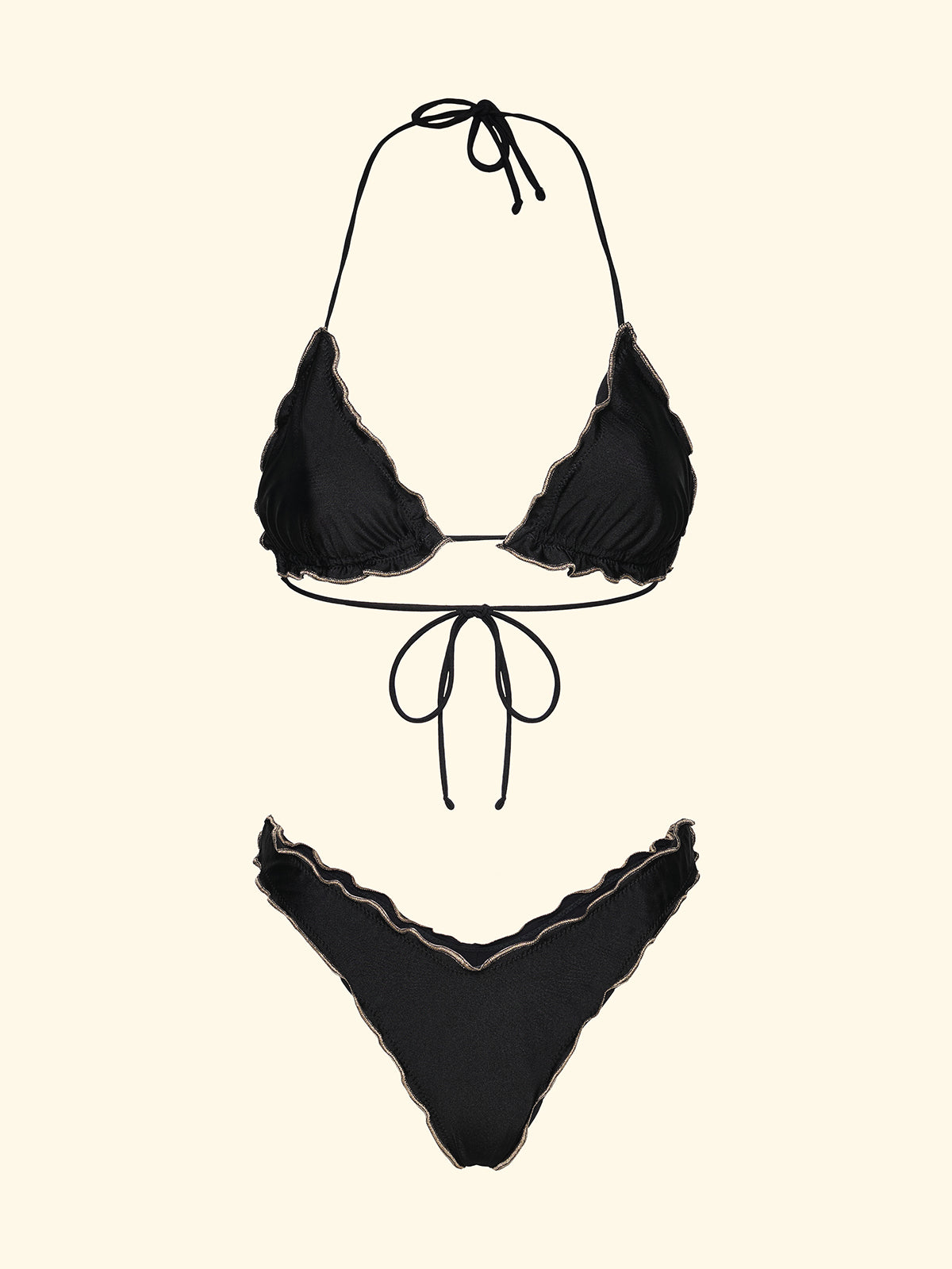 Bikini Donna F**K Triangolo con Slip Americano Fisso Nero SW0511-BK