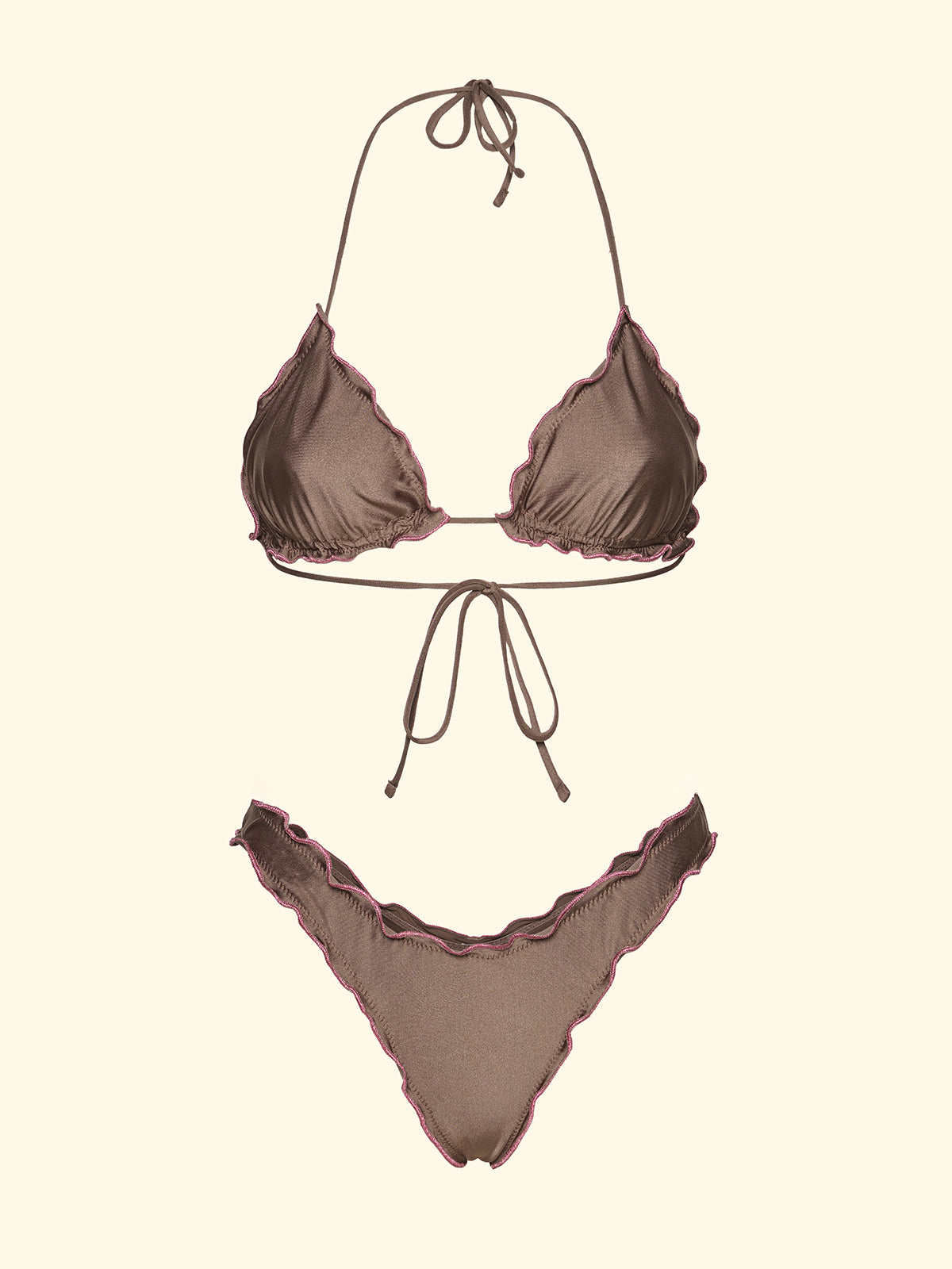 Image of Bikini Donna F**K Triangolo con Slip Americano Fisso Tortora SW0511-MD