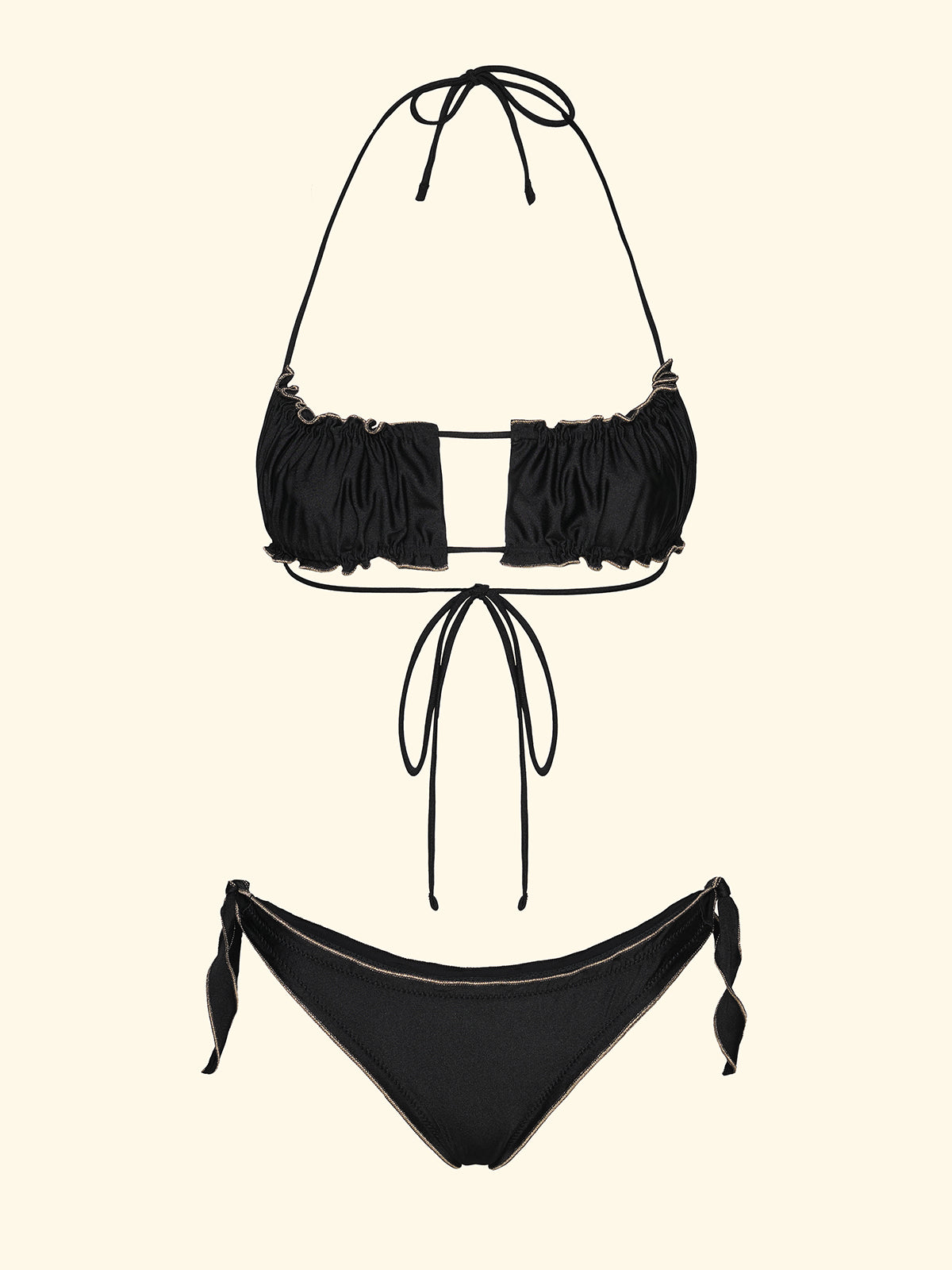 Bikini Donna F**K Top Regolabile con Slip Regolabile Nero SW0512-BK