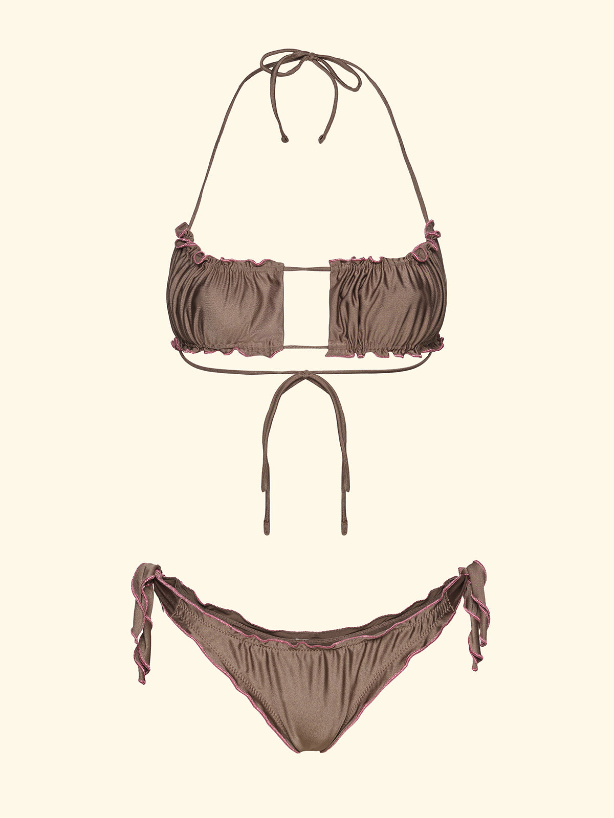 Image of Bikini Donna F**K Top Regolabile con Slip Regolabile Tortora SW0512-MD