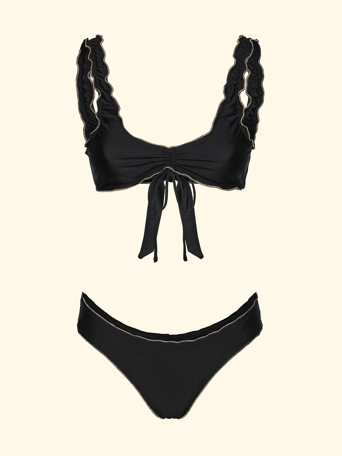 Bikini Donna F**K Top Regolabile con Slip Brasiliano Fisso Nero SW0513-BK