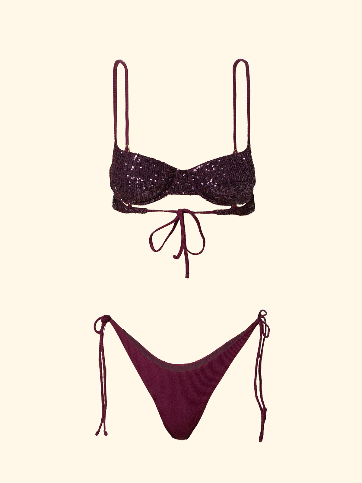 Image of Bikinis pour femmes F**K Soutien-gorge à armatures avec Slip Américain Ajustable Bordeaux SW0601-BD