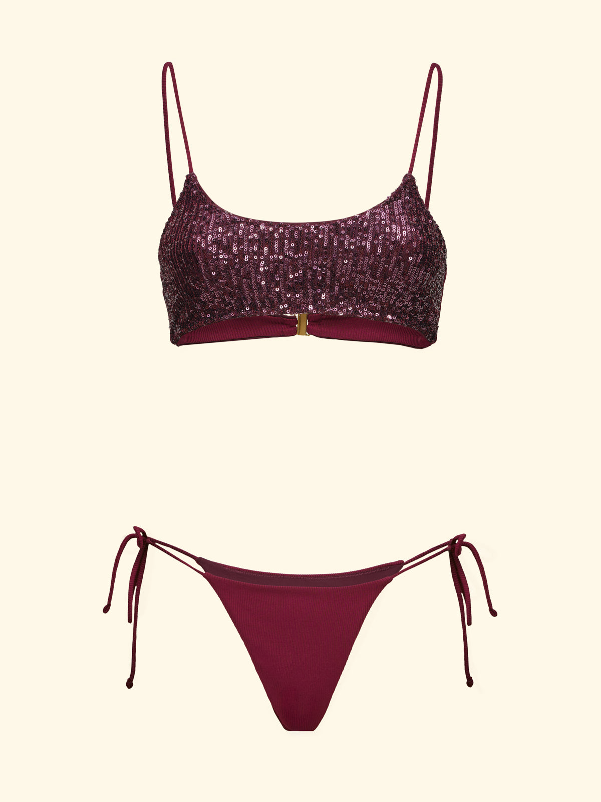 Kadın Bikinileri F**K Sabit Üst ile Slip Ayarlanabilir Bordo SW0602-BD