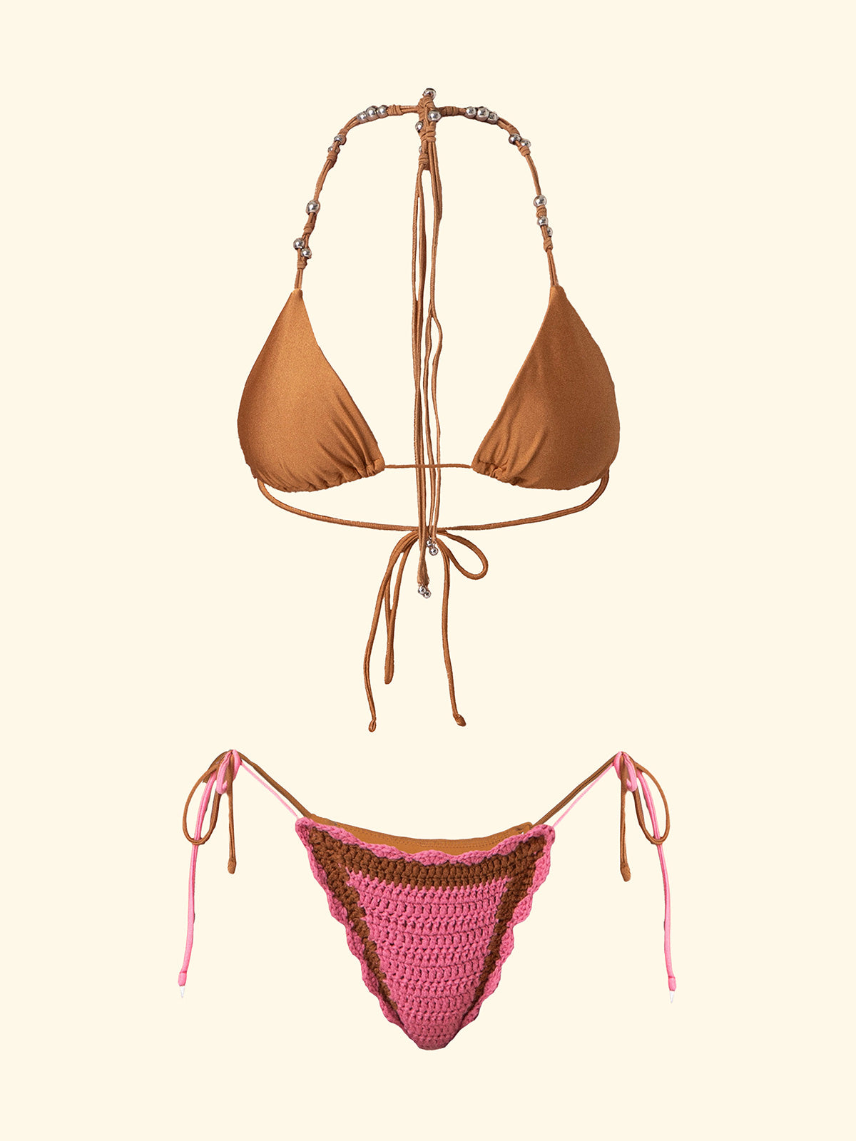 Bikinis de mujer F**K Triángulo con Slip Ajustable Oro SW0700-GD
