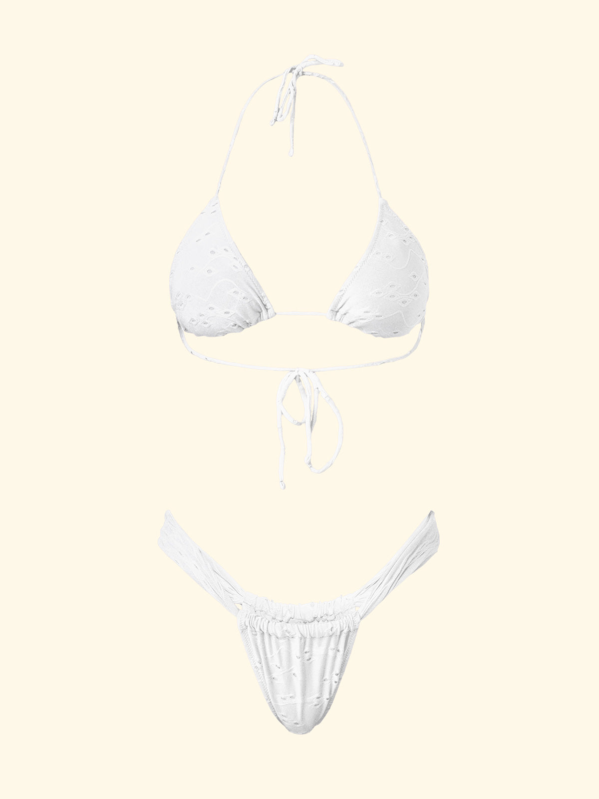 Women's Bikinis F**K Triangle with Slip Brazilian Fixed White SW0720-WH