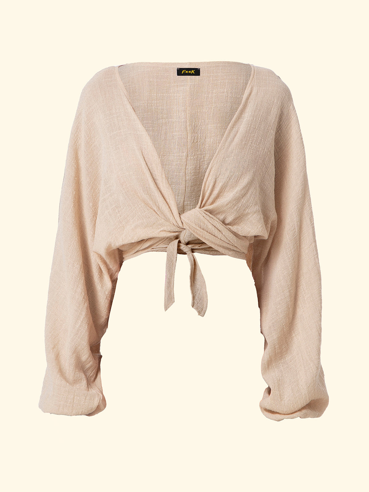 Women's Long Sleeve Crop Top F**K Beige SW0738-BG