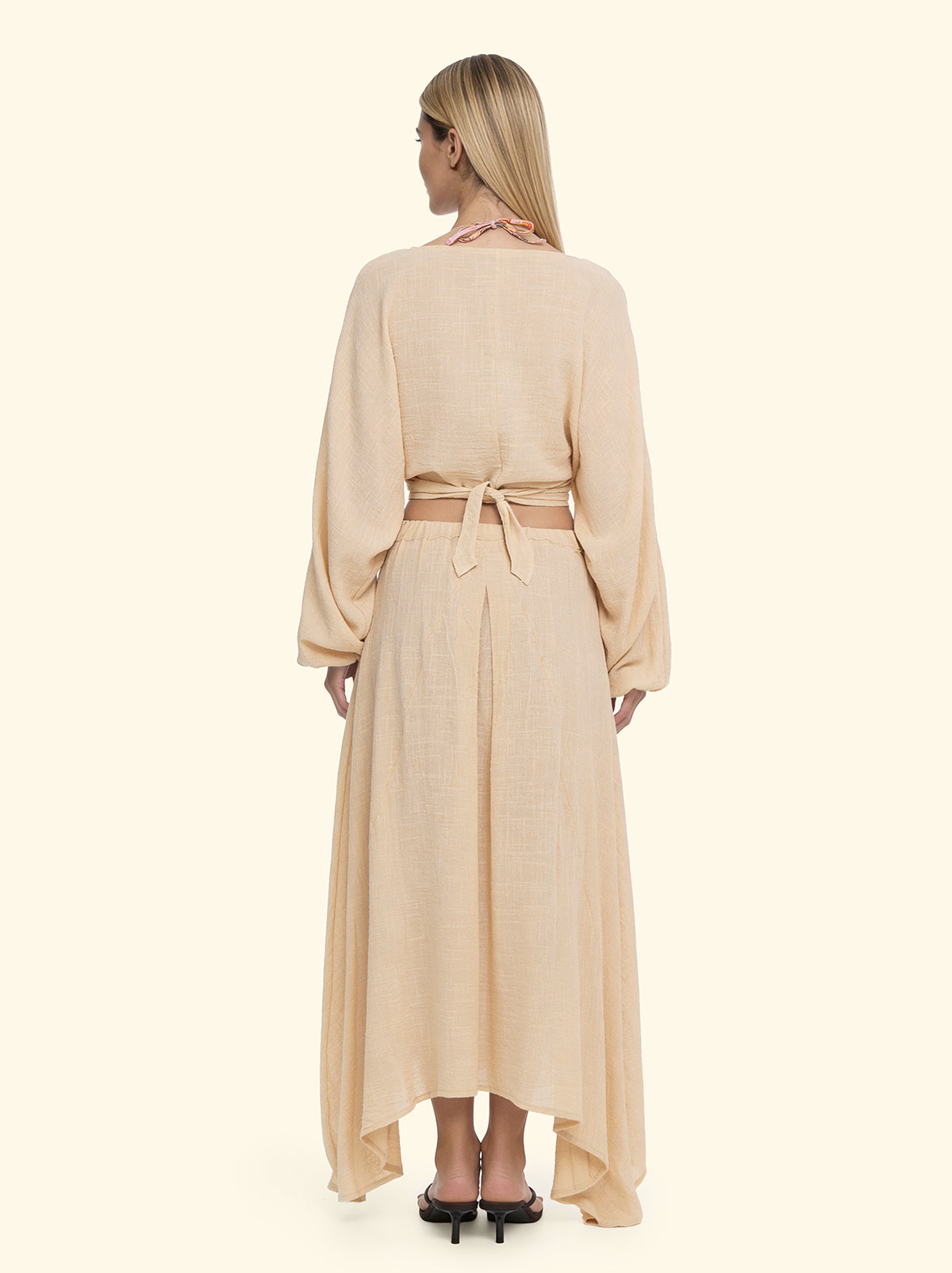 Image of Women's Long Sleeve Crop Top F**K Beige SW0738-BG