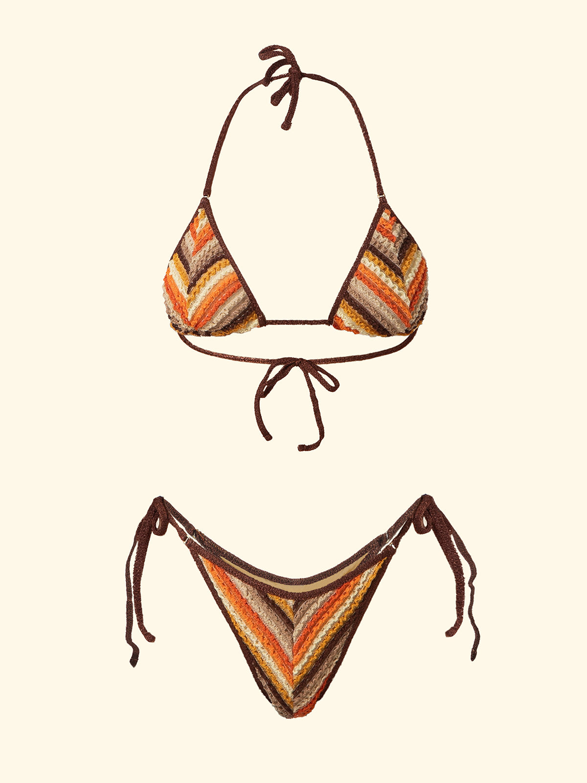 Image of Women's Bikinis F**K High Triangle with Slip Adjustable Brown SW0751-BN