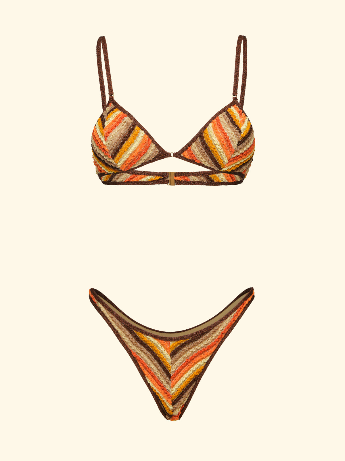 Damskie bikini F**K Na górze z Slip Naprawiono amerykański brązowy SW0752-BN