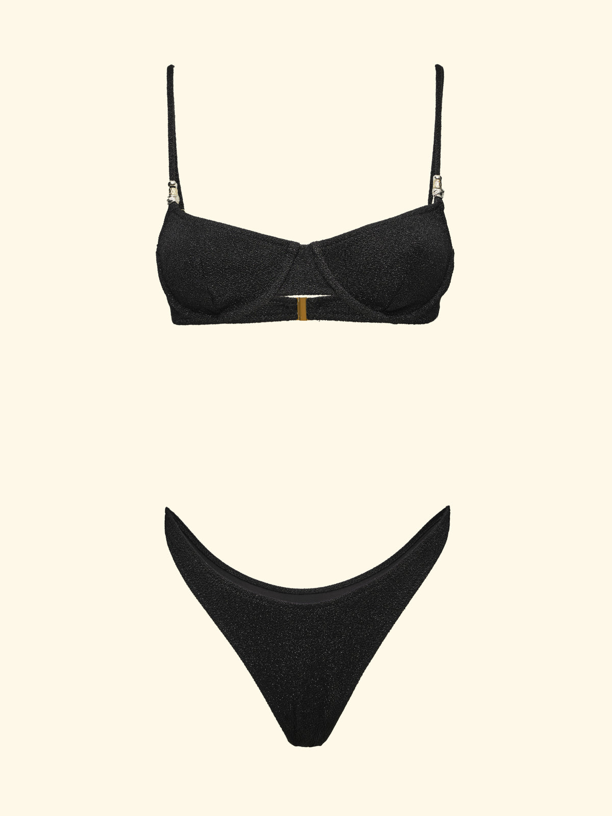 Damskie bikini F**K Biustonosz z fiszbinami i Slip Amerykański stały czarny SW1101-BK