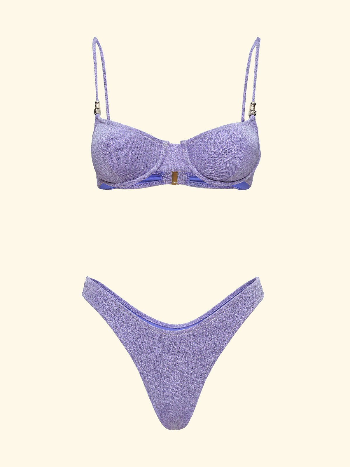 Image of Kadın Bikinileri F**K Balenli Sütyen ve Slip Amerikan Sabit Leylak SW1101-LC