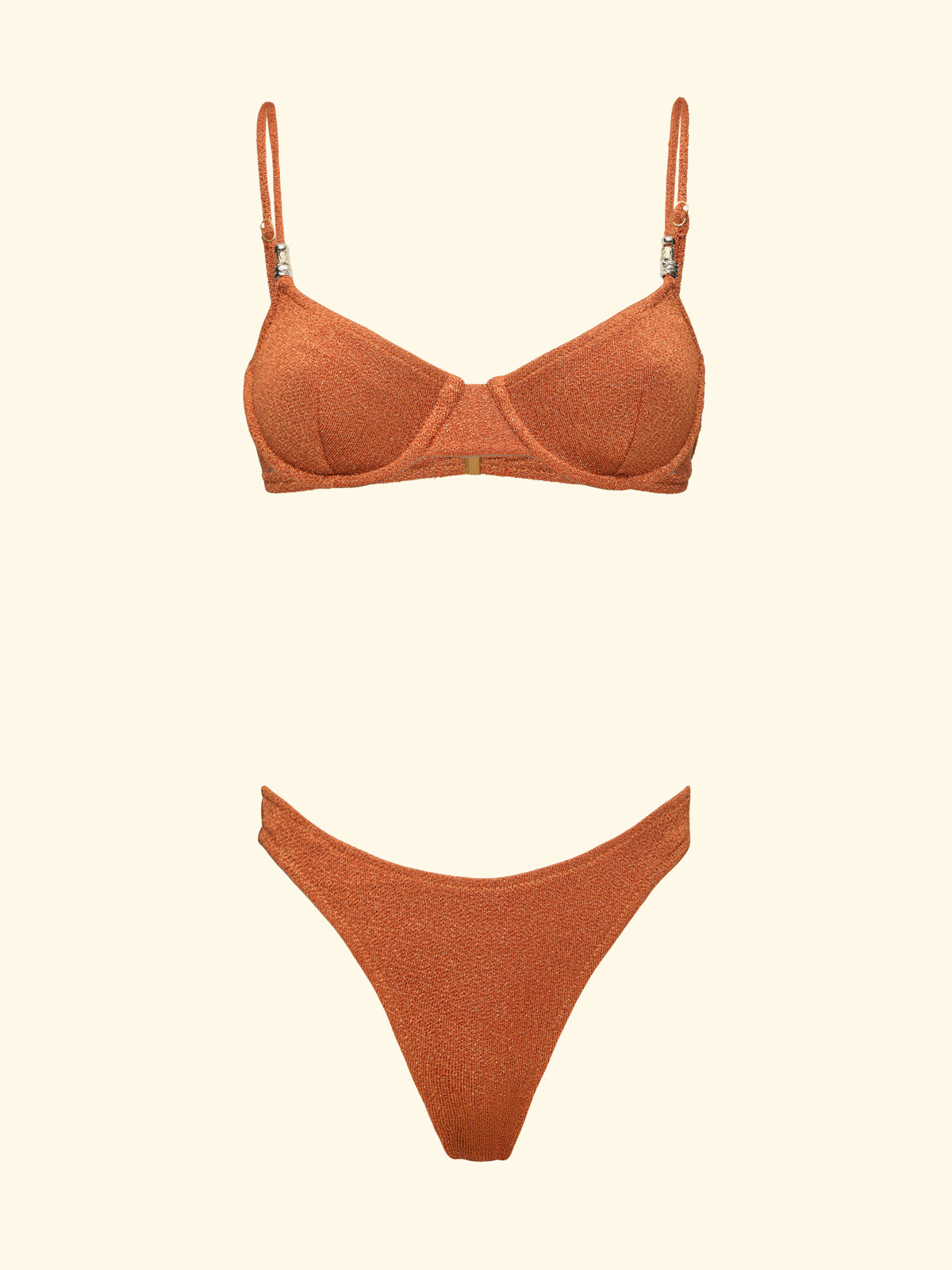 Damskie bikini F**K Biustonosz z fiszbinami i Slip Amerykański stały pomarańczowy SW1101-OR