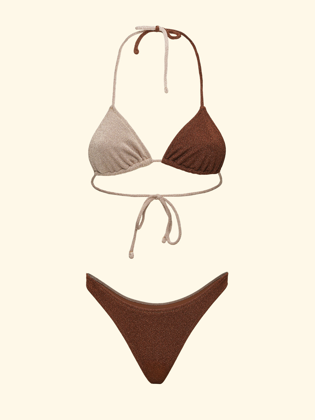 Image of Bikinis pour femmes F**K Triangle avec Slip Américain Fixe Marron SW1110-BN