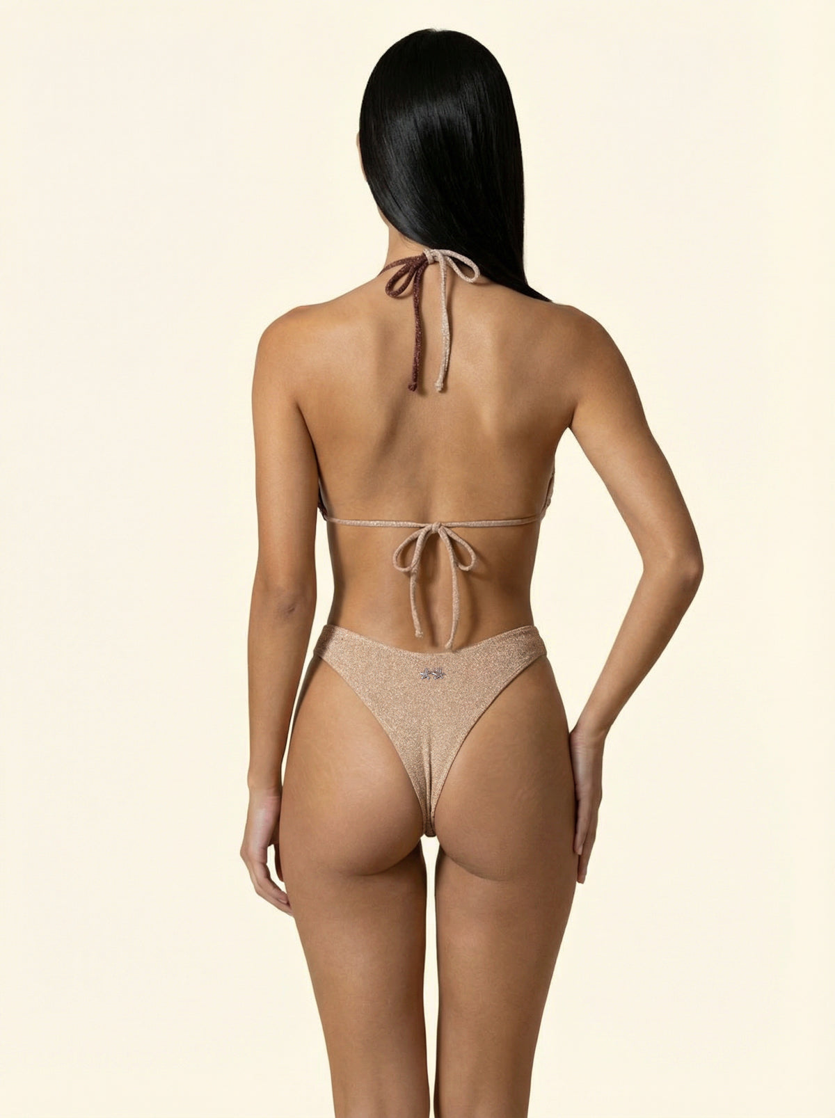 Image of Bikinis pour femmes F**K Triangle avec Slip Américain Fixe Marron SW1110-BN