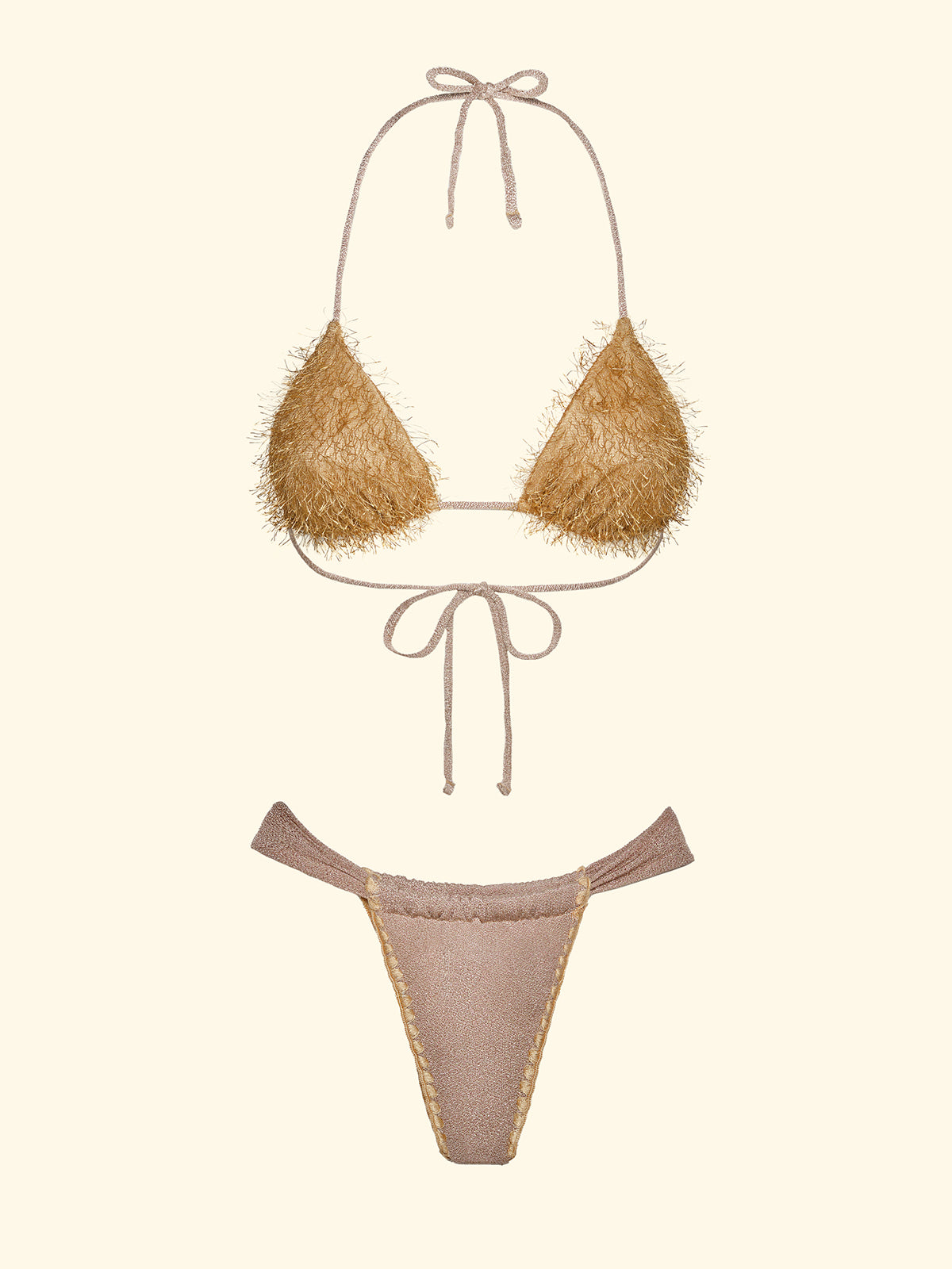 Bikini Donna F**K Triangolo con Slip Brasiliano Fisso Gold SW1121-GD