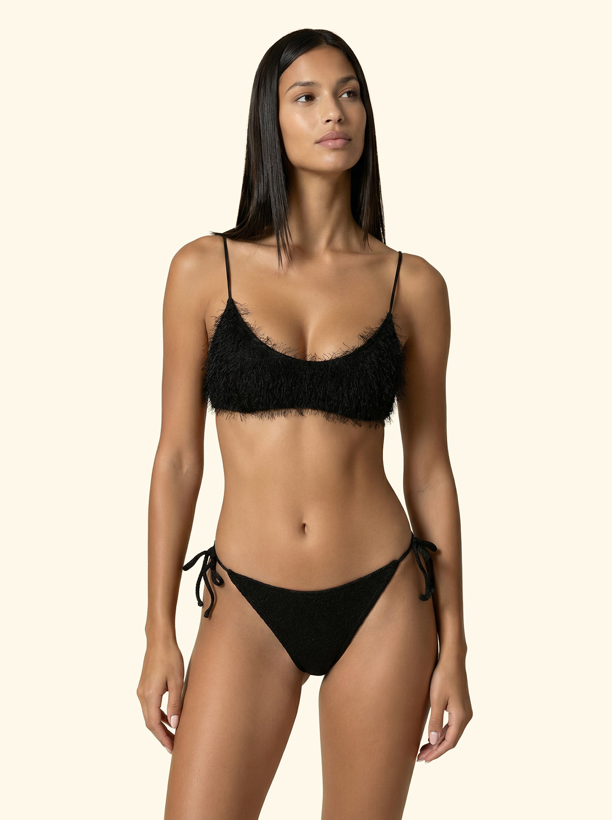 Damskie bikini F**K Naprawiono górę z Slip Regulowany Czarny SW1124-BK