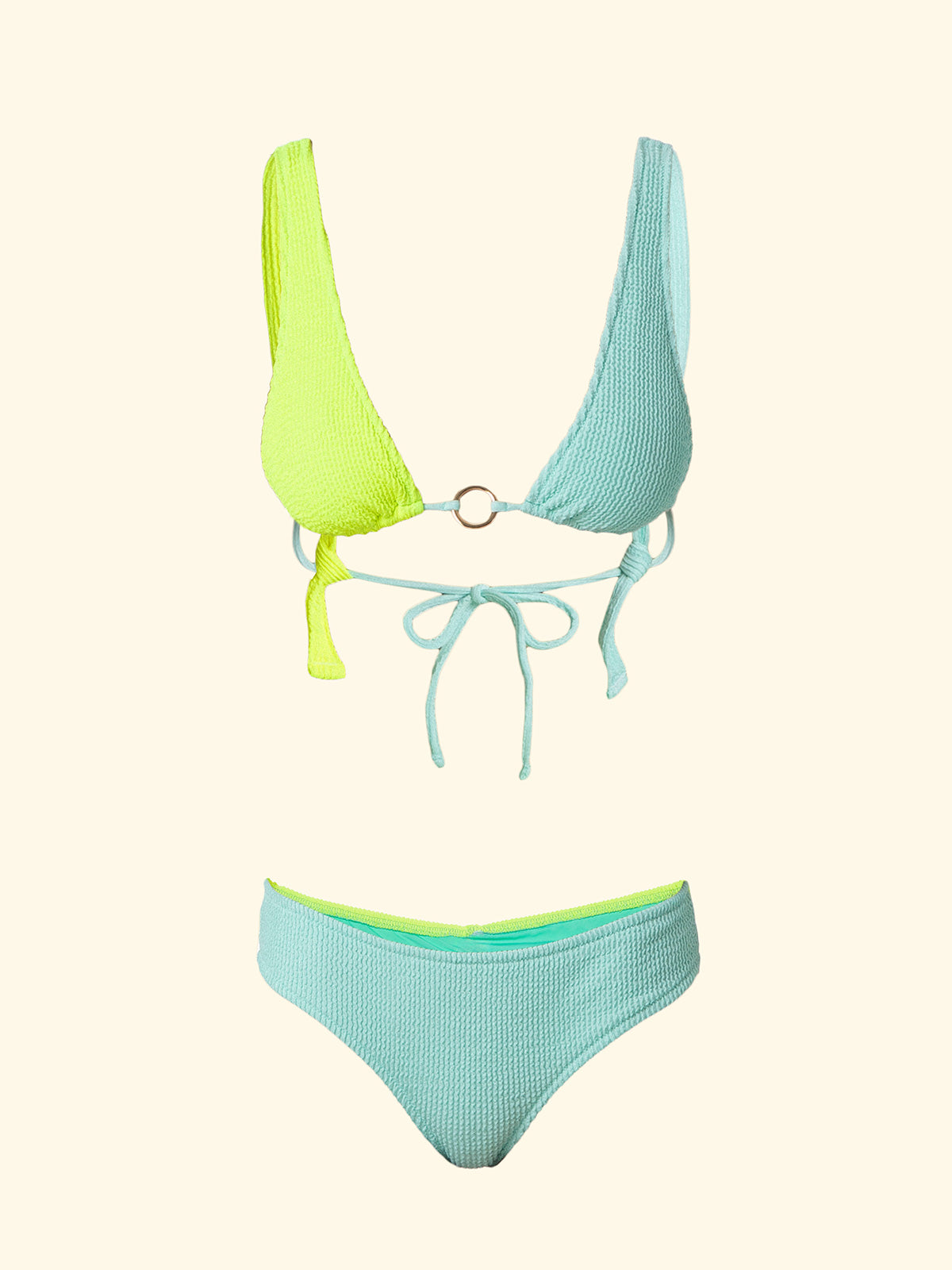 Bikini Donna F**K Triangolo Alto con Slip Culotte Fissa Verde Acqua SW1201-AQ