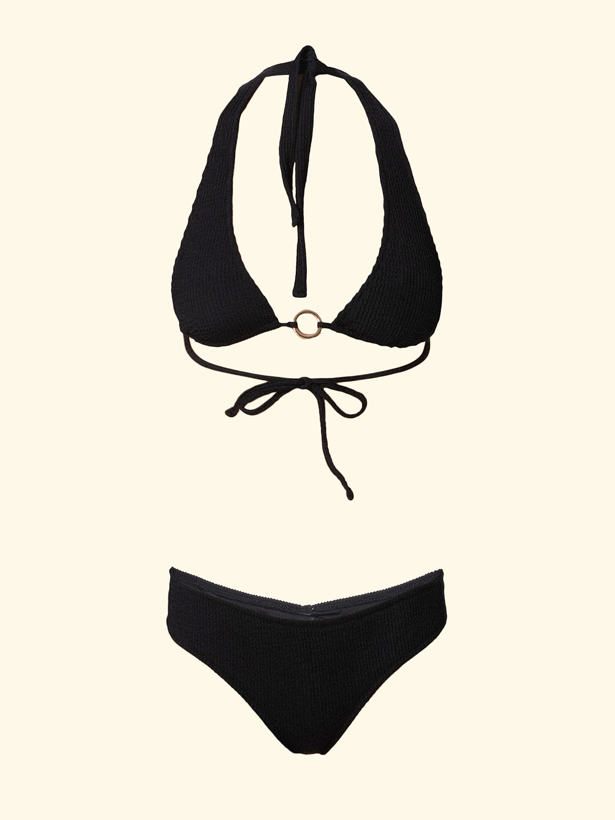 Image of Bikini Donna F**K Triangolo Alto con Slip Culotte Fissa Nero SW1201-BK