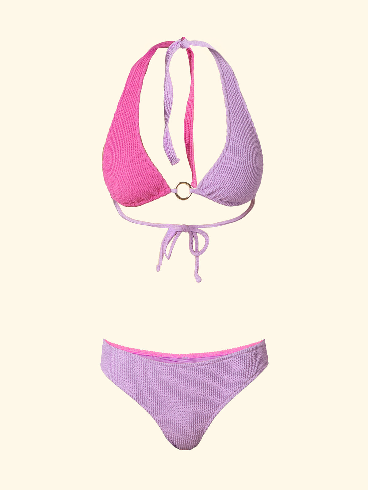Image of Bikini Donna F**K Triangolo Alto con Slip Culotte Fissa Lilla SW1201-LC