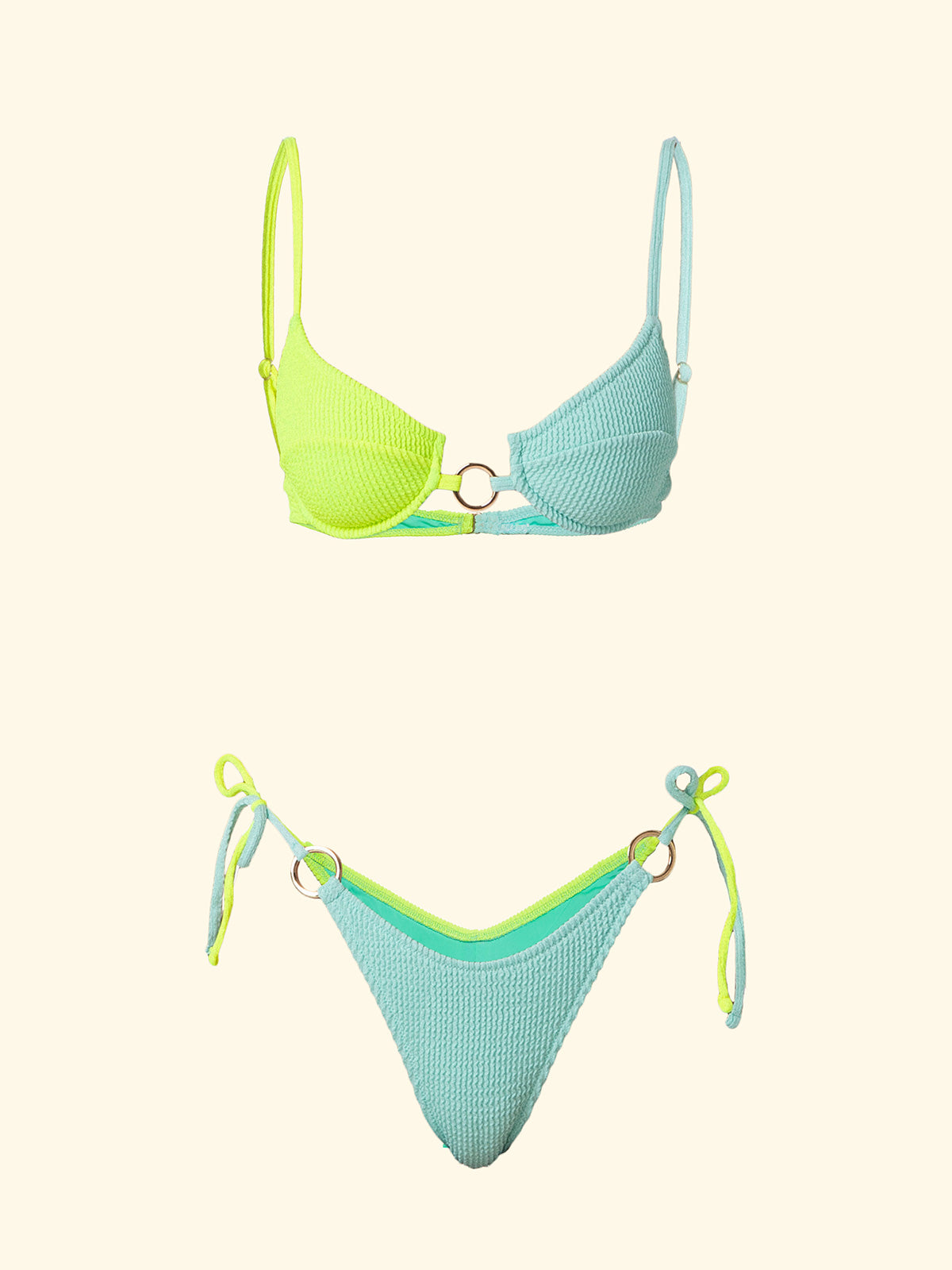 Image of Damen-Bikinis F**K BH mit Bügel und Slip American Adjustable Water Green SW1202-AQ