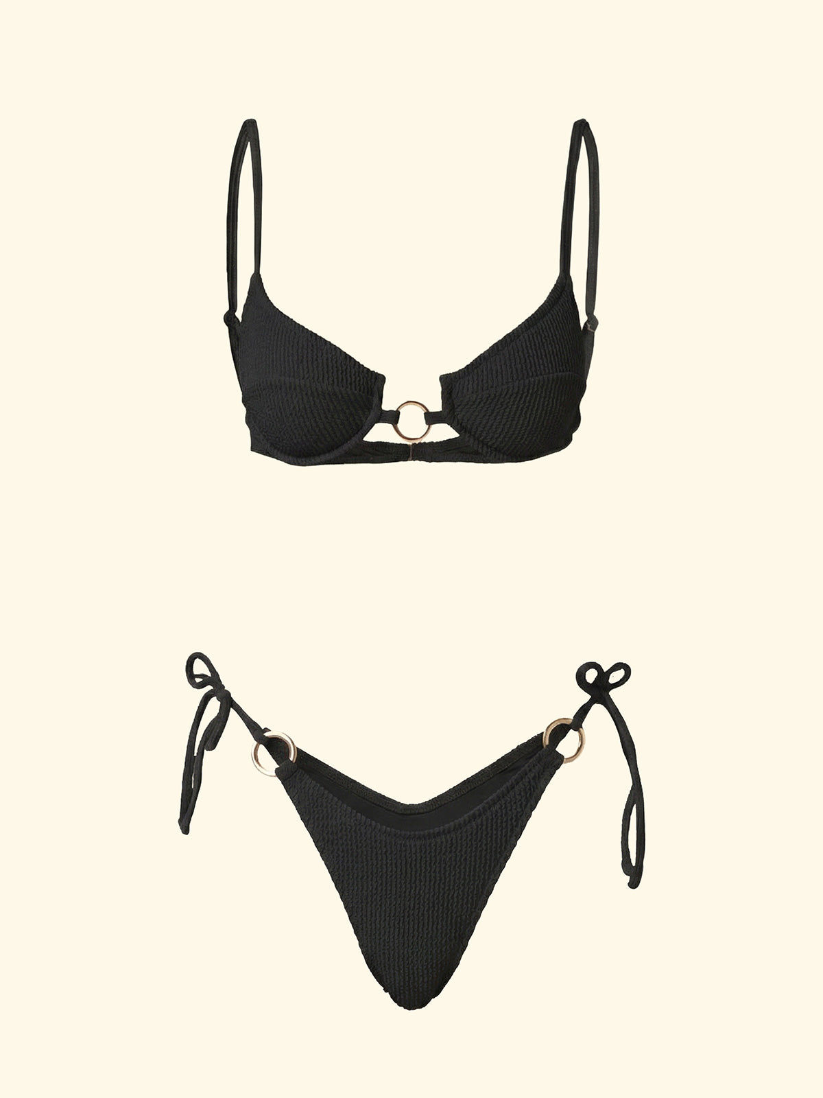 Image of Women's Bikinis F**K Bra with Ferretto and Slip American Adjustable Black SW1202-BK