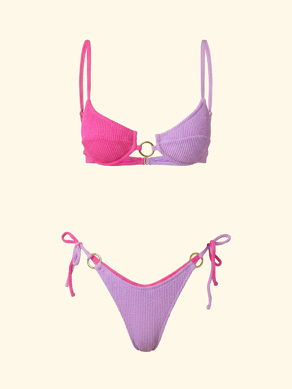 Women's Bikinis F**K Bra with Ferretto and Slip American Adjustable Lilac SW1202-LC