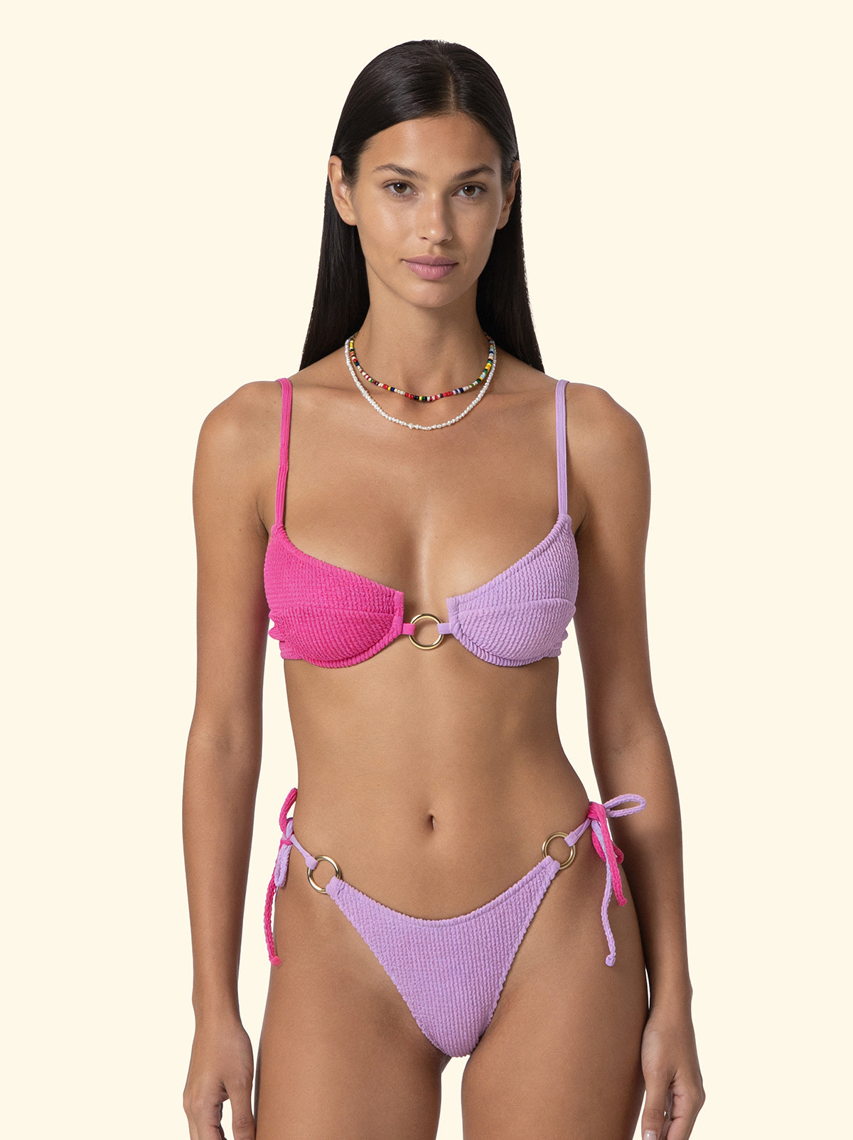 Image of Women's Bikinis F**K Bra with Ferretto and Slip American Adjustable Lilac SW1202-LC